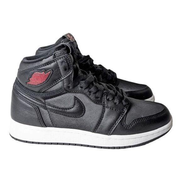 NWOB NIKE Air Jordan 1 Retro High 'Black Satin Gym Red Black' Sneakers Size 7 - Picture 3 of 9